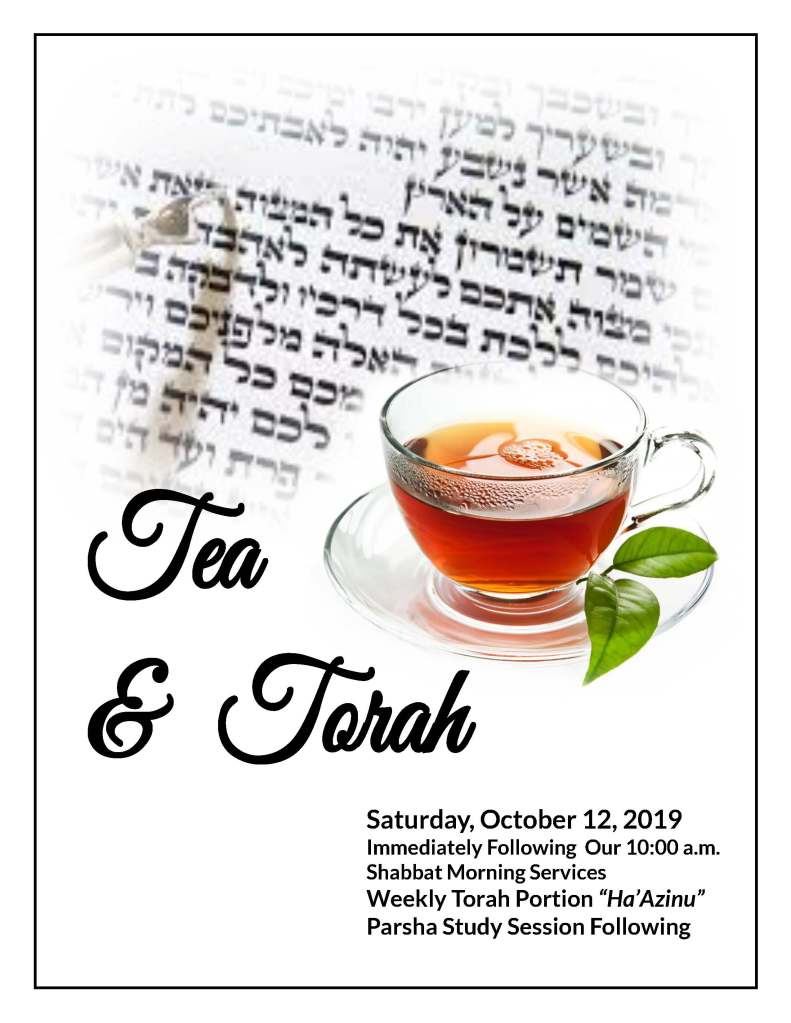 Join us for an extended Kiddush as we discuss Ha'Azinu with Rabbi Meeka